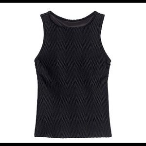 Texture High Neck Modest Tankini Top Swimsuit